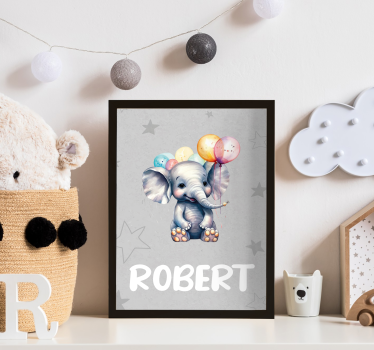 Poster di altri animali elefantino con palloncini - TenStickers
