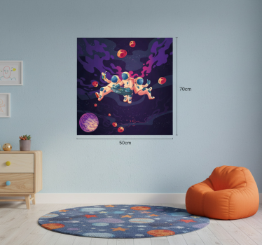 Poster cameretta astronauti cartoni animati in festa - TenStickers