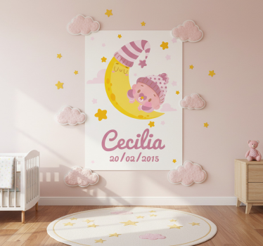 Poster cameretta bambino con nome e data di nascita - TenStickers