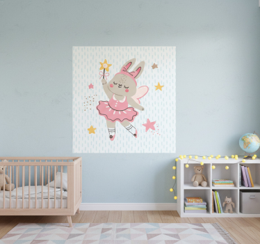 Poster cameretta illustrazione fata con conigli e stelle - TenStickers
