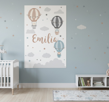 Poster cameretta palloncini e nuvole pastello - TenStickers