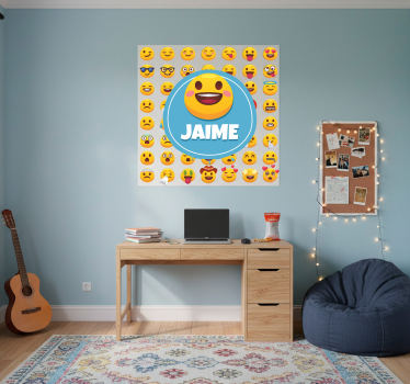 Poster cameretta ragazzi emojis con nome - TenStickers