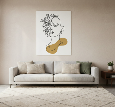 Poster con fiori linee di donna astratte - TenStickers