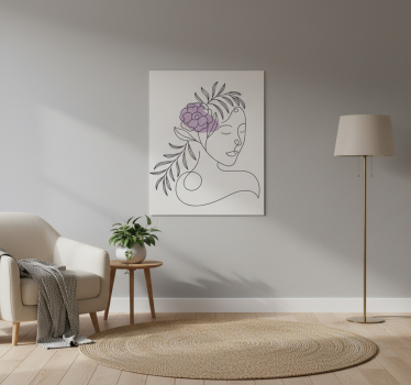 Poster con fiori volto di donna minimalista - TenStickers