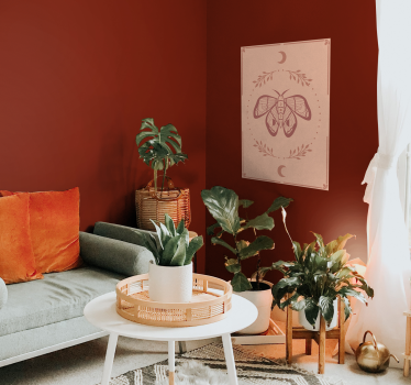 Poster con il disegno di falena rosa - TenStickers