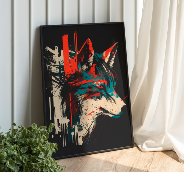 Poster con il lupo con effetto astratto - TenStickers