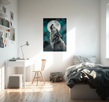 Poster con lupo che ulula alla luna - TenStickers