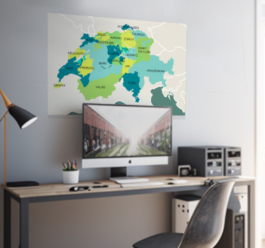Poster con mappa della Svizzera - TenStickers