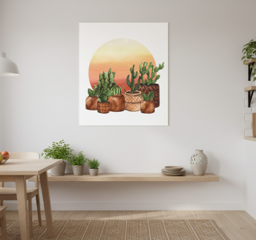 Poster da cucina cactus con tramonto nel cerchio - TenStickers