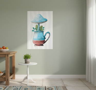 Poster da cucina design carino fungo in tazza - TenStickers
