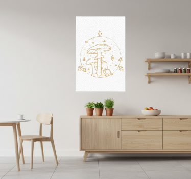 Poster da cucina design monoline funghi geometrici - TenStickers
