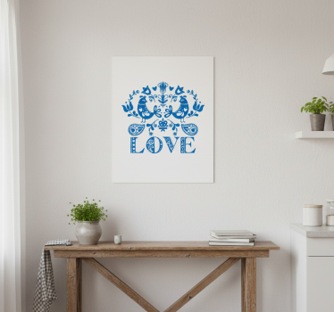 Poster da cucina insegna d'amore con fiori polacchi - TenStickers