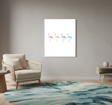 Poster da soggiorno fenicotteri colorati senza soluzione - TenStickers