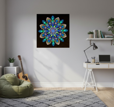 Poster da soggiorno mandala a punti colorati - TenStickers