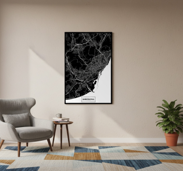 Poster da soggiorno mappa topografica barcellona - TenStickers