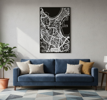 Poster da soggiorno mappa topografica coruña - TenStickers