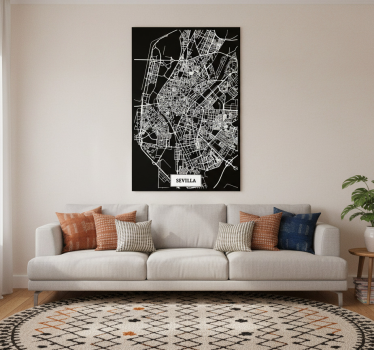 Poster da soggiorno mappa topografica di siviglia - TenStickers