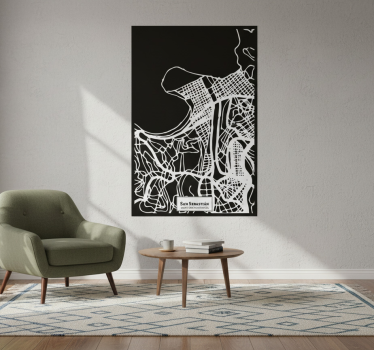 Poster da soggiorno mappa topografica san sebastián - TenStickers