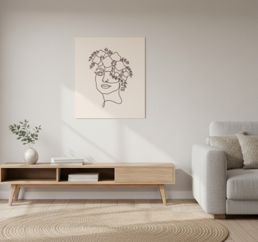 Poster da soggiorno silhouette minimalista donna fiori - TenStickers