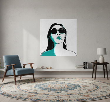 Poster da soggiorno volto di donna che fuma - TenStickers