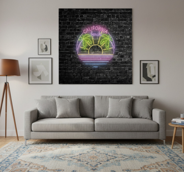 Poster delle città testo al neon spiaggia california - TenStickers
