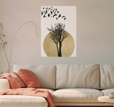 Poster di alberi sagoma di albero con uccelli - TenStickers