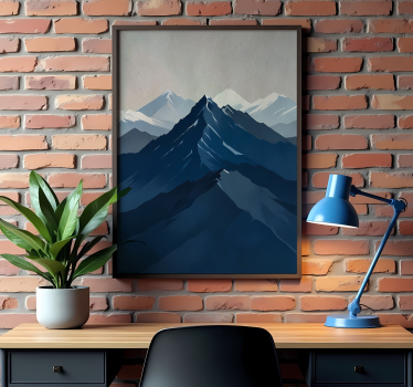 Poster disegno artistico alte montagne - TenStickers
