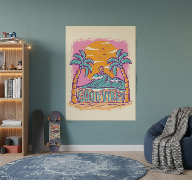 Poster giovanili buone vibrazioni surf - TenStickers