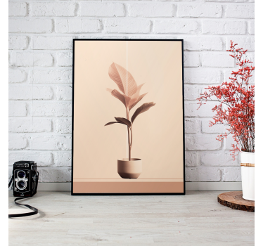Poster minimalista pianta verticale nei colori beige - TenStickers