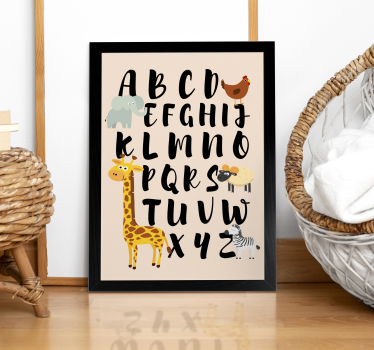 Poster cameretta animali che giocano con l'alfabeto - TenStickers