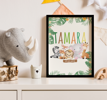 Poster cameretta animali della giungla personalizzati - TenStickers