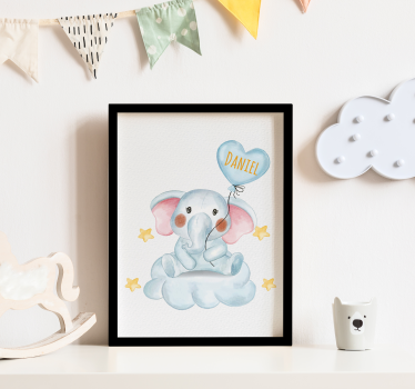 Poster cameretta simpatico elefante con palloncino - TenStickers