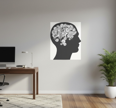 Poster per ufficio cervello con ingranaggi - TenStickers