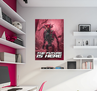 Poster scimmia robotica colore Viva Magenta - TenStickers