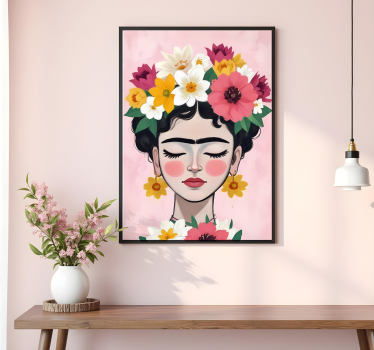 Poster artistico cappello di fiori frida - TenStickers