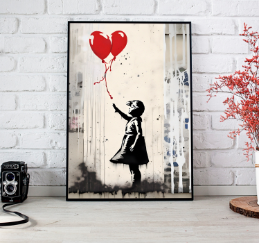 Poster artistico ragazza pittura murale con palloncini - TenStickers