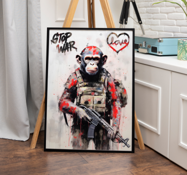Poster artistico scimmia soldato - TenStickers