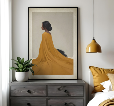 Poster artistico signora in abito arancione - TenStickers