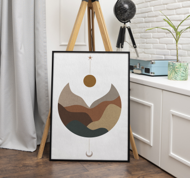 Poster artistico tramonto minimalista e montagne - TenStickers