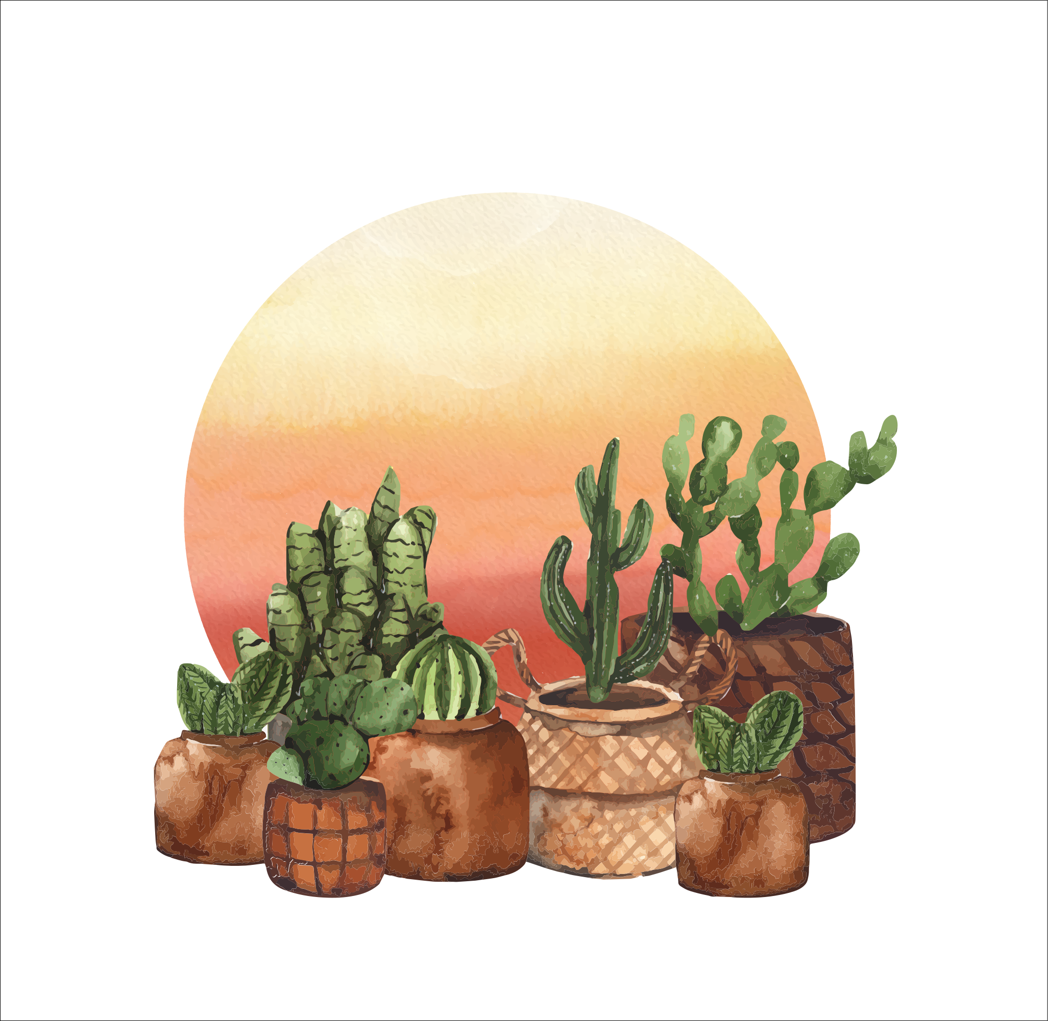 Poster da cucina cactus con tramonto nel cerchio - TenStickers