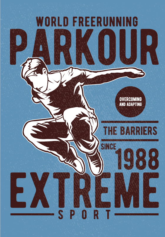 Poster cameretta ragazzi parkour vintage - TenStickers