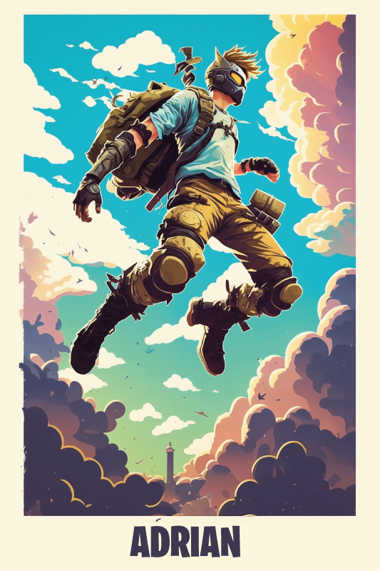 Poster cameretta ragazzi personaggio epico con nome - TenStickers