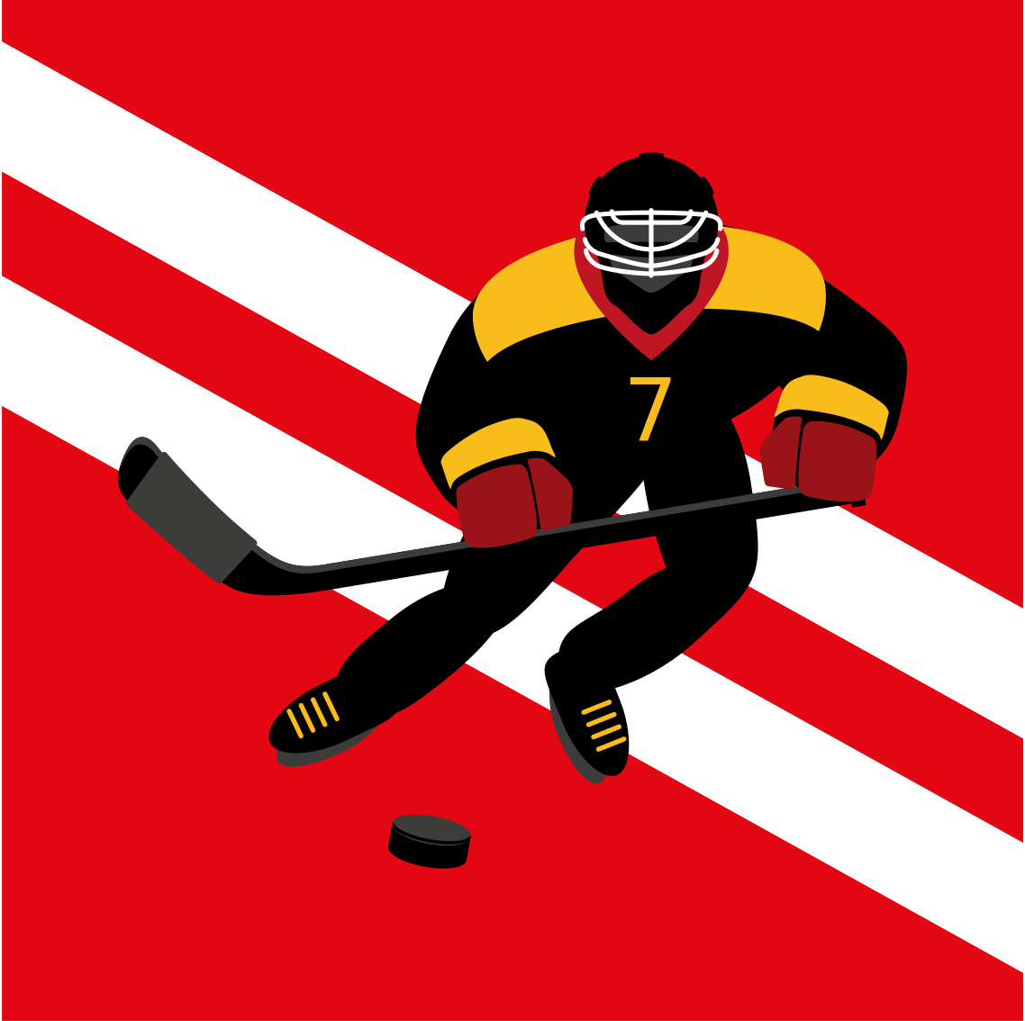 Poster cameretta ragazzi hockey su ghiaccio rosso e giallo - TenStickers