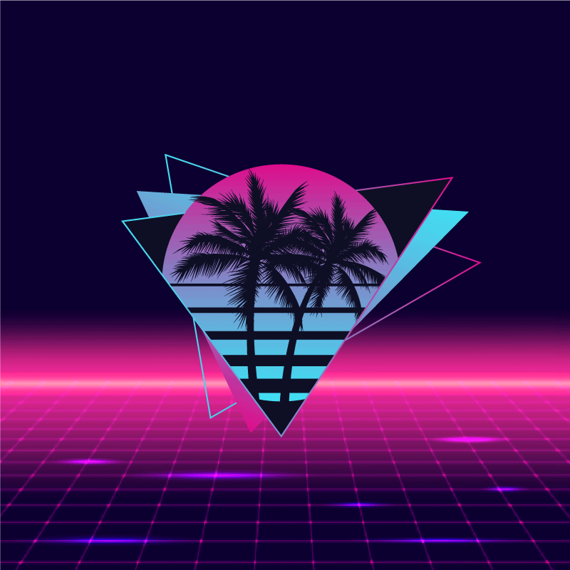 Poster da soggiorno palma in stile vaporwave - TenStickers