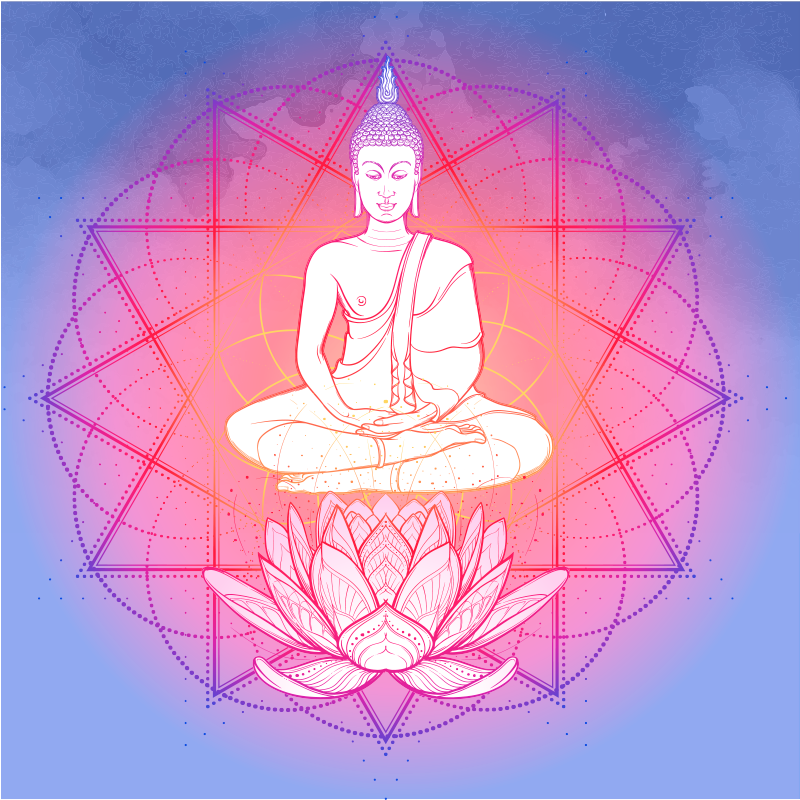 Poster da soggiorno mandala buddha in meditazione - TenStickers