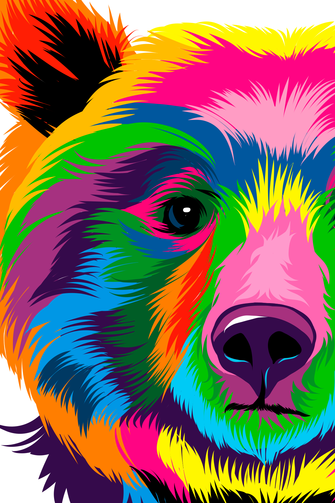 Poster da soggiorno orso colorato - TenStickers