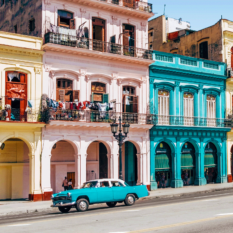 Poster da soggiorno design strada e auto blu e rosa - TenStickers