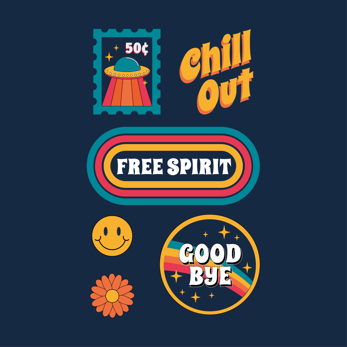 Poster da soggiorno divertimento e relax anni '70 - TenStickers