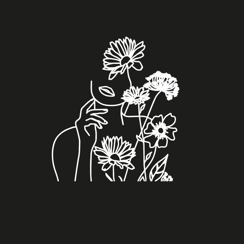 Poster da soggiorno donna e girasoli design minimalista - TenStickers