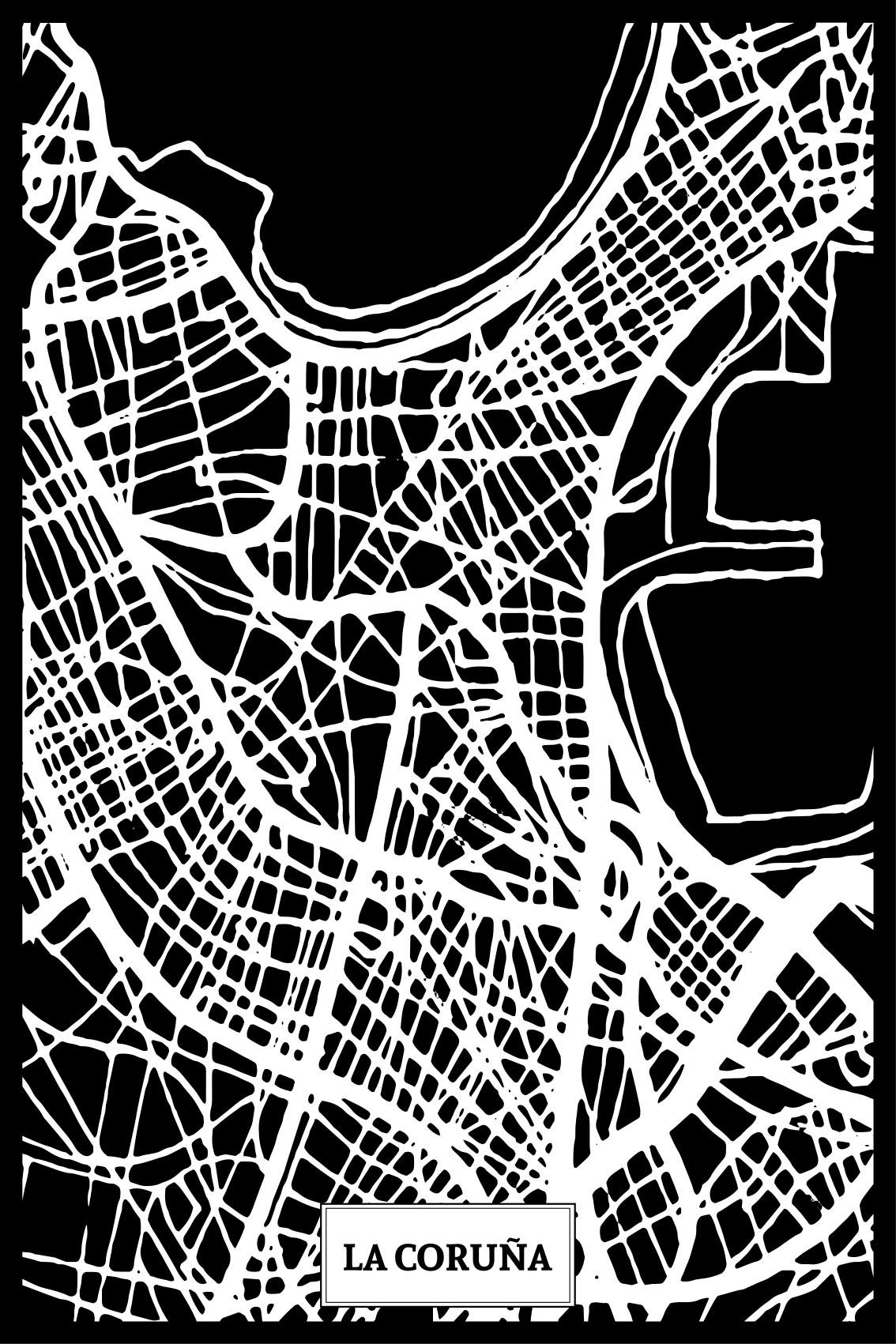 Poster da soggiorno mappa topografica coruña - TenStickers